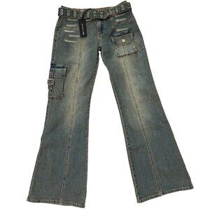 Dolls Kill Generation Kiss Jeans Size Medium‎ Flare With Belt NWT Medium Wash